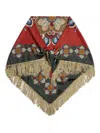 La Doublej Floral-print Fringed Scarf In Multi