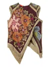 La Doublej Floral-print Fringed Scarf Top In Brown