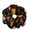 La Doublej Giga Floral-patterned Scrunchie In Botticelli Black