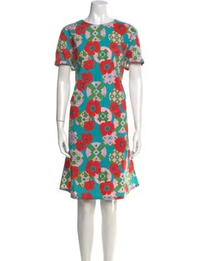Pre-owned La Doublej Floral Print Knee-length Dress In Blue