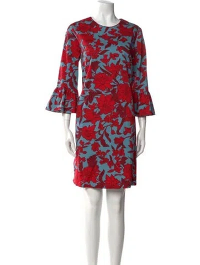 Pre-owned La Doublej Floral Print Knee-length Dress In Blue
