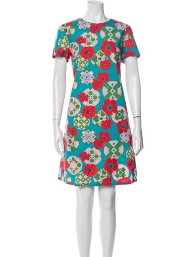 Pre-owned La Doublej Floral Print Knee-length Dress In Blue