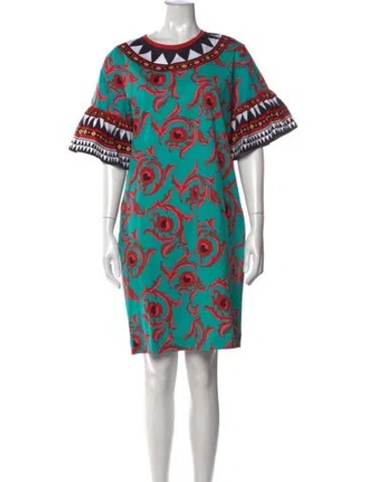 Pre-owned La Doublej Floral Print Knee-length Dress In Blue