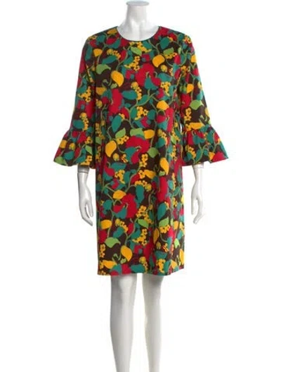 Pre-owned La Doublej Floral Print Knee-length Dress In Green