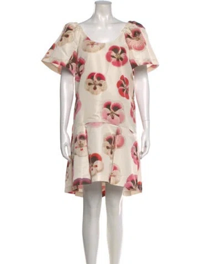 Pre-owned La Doublej Floral Print Knee-length Dress In Neutral