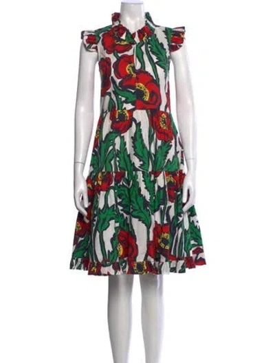 Pre-owned La Doublej Floral Print Knee-length Dress In Neutral