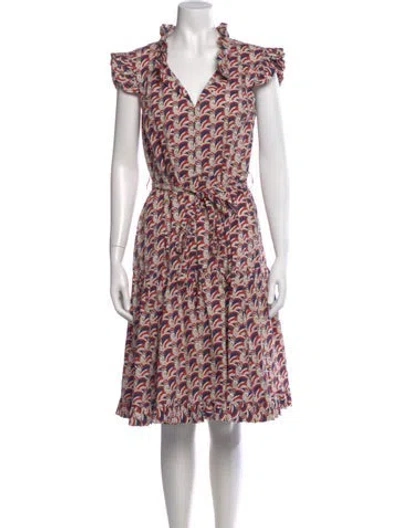 Pre-owned La Doublej Floral Print Knee-length Dress In Red