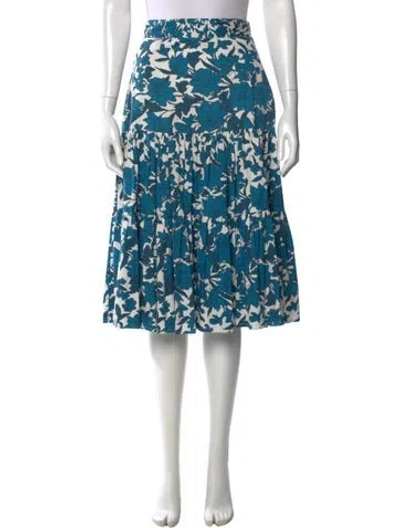 Pre-owned La Doublej Floral Print Knee-length Skirt In White