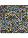 La Doublej Floral-print Linen Table Cloth In Blue