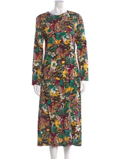 Pre-owned La Doublej Floral Print Long Dress In Black