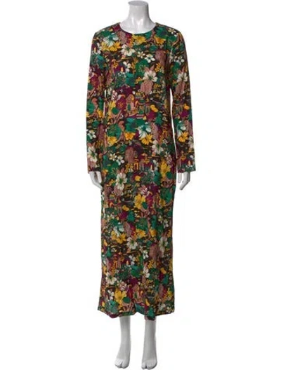Pre-owned La Doublej Floral Print Long Dress In Black