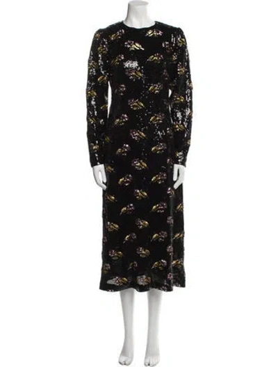 Pre-owned La Doublej Floral Print Long Dress In Black