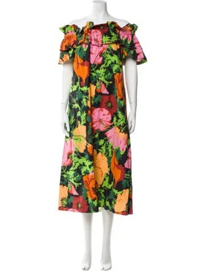 Pre-owned La Doublej Floral Print Long Dress In Black