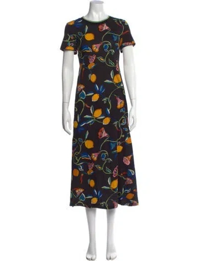 Pre-owned La Doublej Floral Print Long Dress In Black