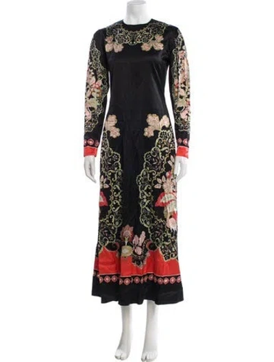 Pre-owned La Doublej Floral Print Long Dress In Black