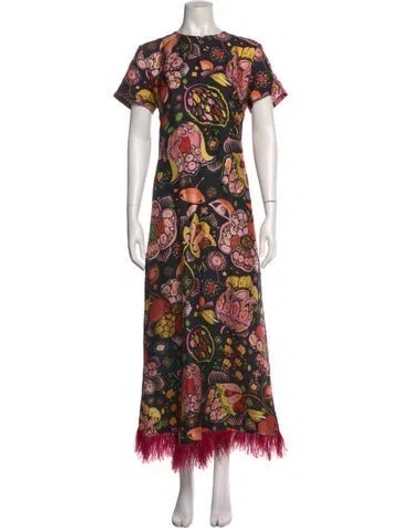 Pre-owned La Doublej Floral Print Long Dress In Black