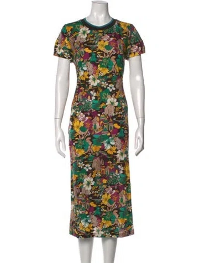 Pre-owned La Doublej Floral Print Long Dress In Black