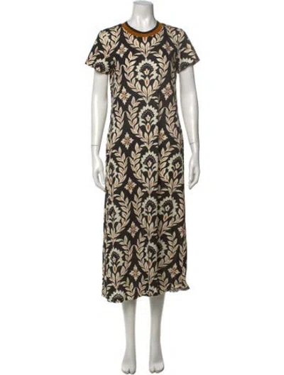Pre-owned La Doublej Floral Print Long Dress In Black