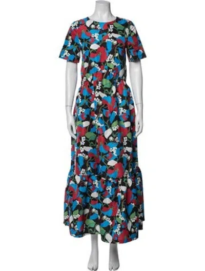 Pre-owned La Doublej Floral Print Long Dress In Black