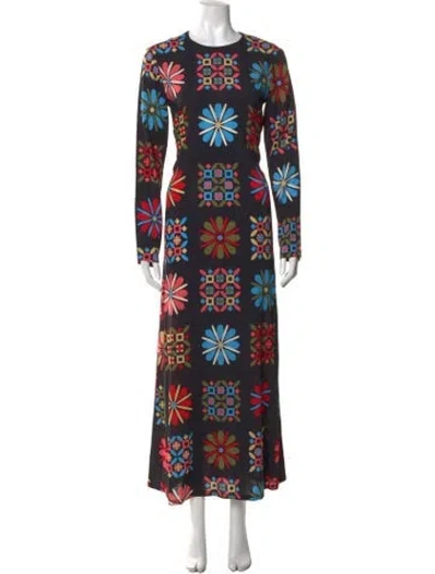 Pre-owned La Doublej Floral Print Long Dress In Black
