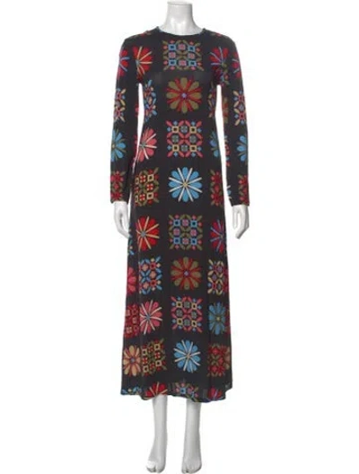 Pre-owned La Doublej Floral Print Long Dress In Black