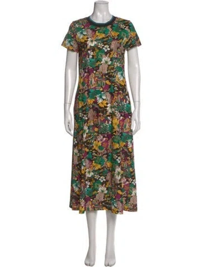 Pre-owned La Doublej Floral Print Long Dress In Black