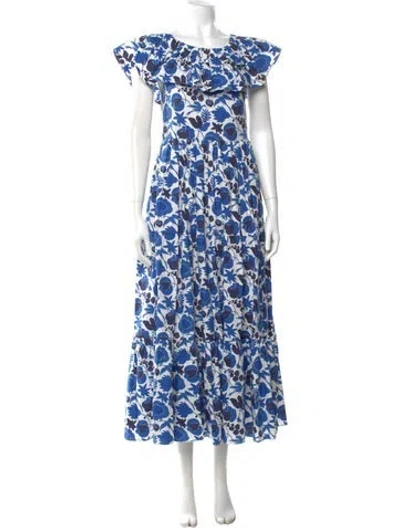 Pre-owned La Doublej Floral Print Long Dress In Blue