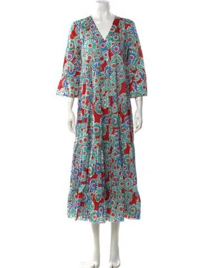 Pre-owned La Doublej Floral Print Long Dress In Blue