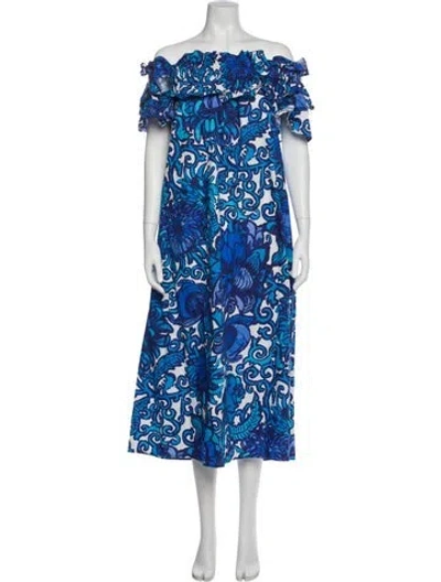 Pre-owned La Doublej Floral Print Long Dress In Blue