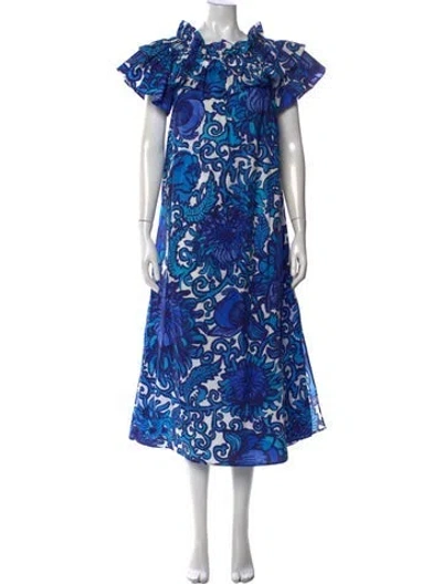 Pre-owned La Doublej Floral Print Long Dress In Blue