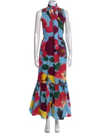 Pre-owned La Doublej Floral Print Long Dress In Blue