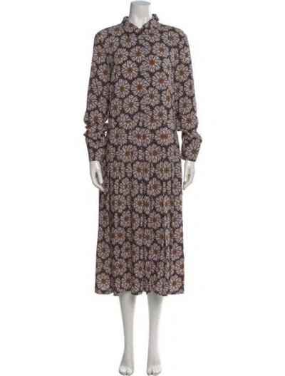 Pre-owned La Doublej Floral Print Long Dress In Brown