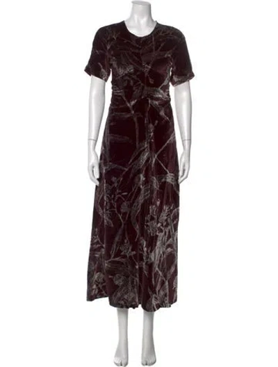 Pre-owned La Doublej Floral Print Long Dress In Burgundy