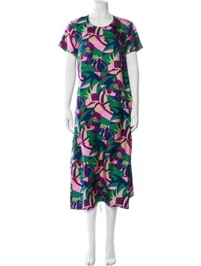 Pre-owned La Doublej Floral Print Long Dress In Green