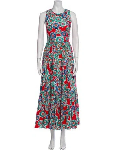 Pre-owned La Doublej Floral Print Long Dress In Green
