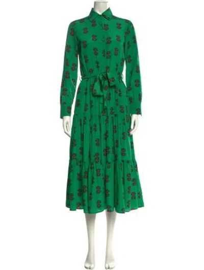 Pre-owned La Doublej Floral Print Long Dress In Green