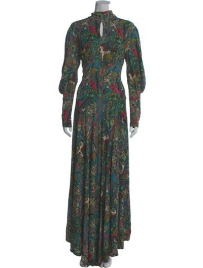 Pre-owned La Doublej Floral Print Long Dress In Green