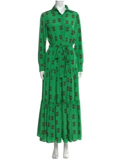 Pre-owned La Doublej Floral Print Long Dress In Green