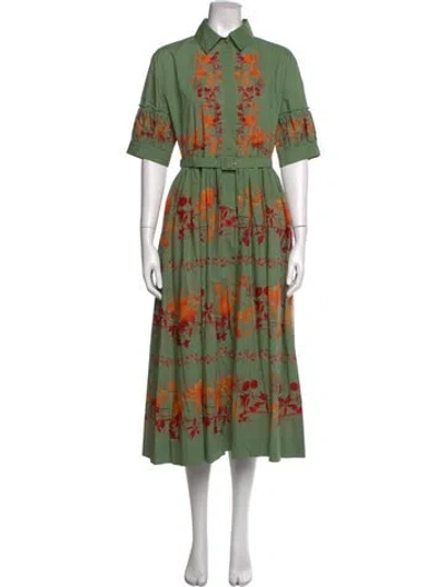 Pre-owned La Doublej Floral Print Long Dress In Green