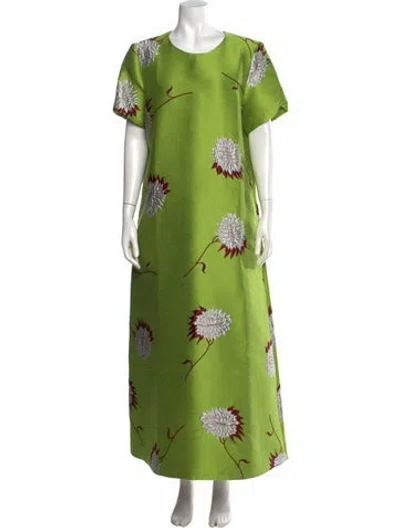 Pre-owned La Doublej Floral Print Long Dress In Green