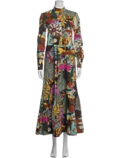 Pre-owned La Doublej Floral Print Long Dress In Green