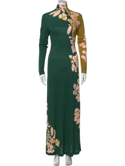 Pre-owned La Doublej Floral Print Long Dress In Green