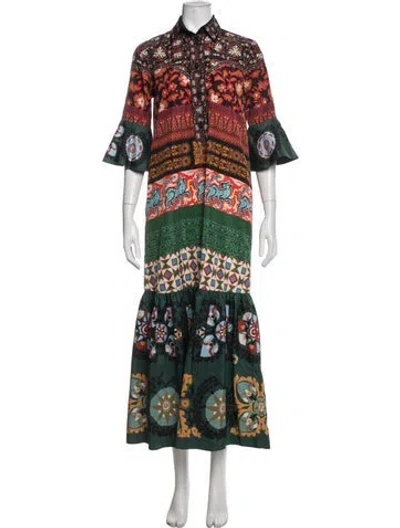 Pre-owned La Doublej Floral Print Long Dress In Green