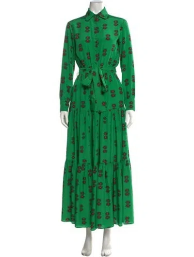 Pre-owned La Doublej Floral Print Long Dress In Green