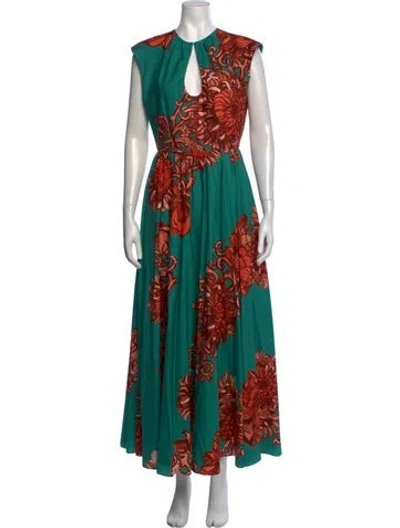 Pre-owned La Doublej Floral Print Long Dress In Green
