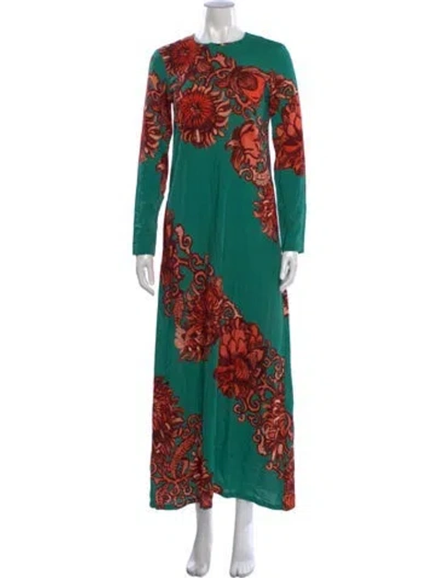 Pre-owned La Doublej Floral Print Long Dress In Green