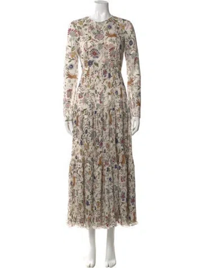 Pre-owned La Doublej Floral Print Long Dress In Neutral