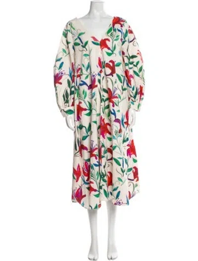 Pre-owned La Doublej Floral Print Long Dress In Neutral