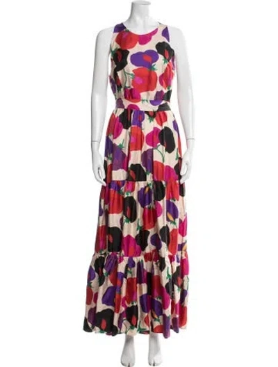 Pre-owned La Doublej Floral Print Long Dress In Neutral