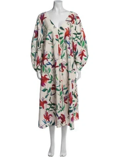Pre-owned La Doublej Floral Print Long Dress In Neutral